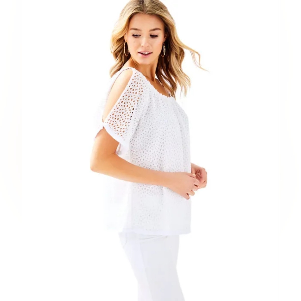 Lilly Pulitzer eyelet crinkle chiffon top